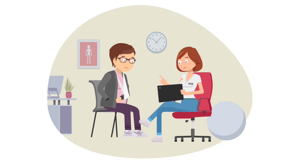 billede, der viser en fagperson og borger, der snakker om digital træning